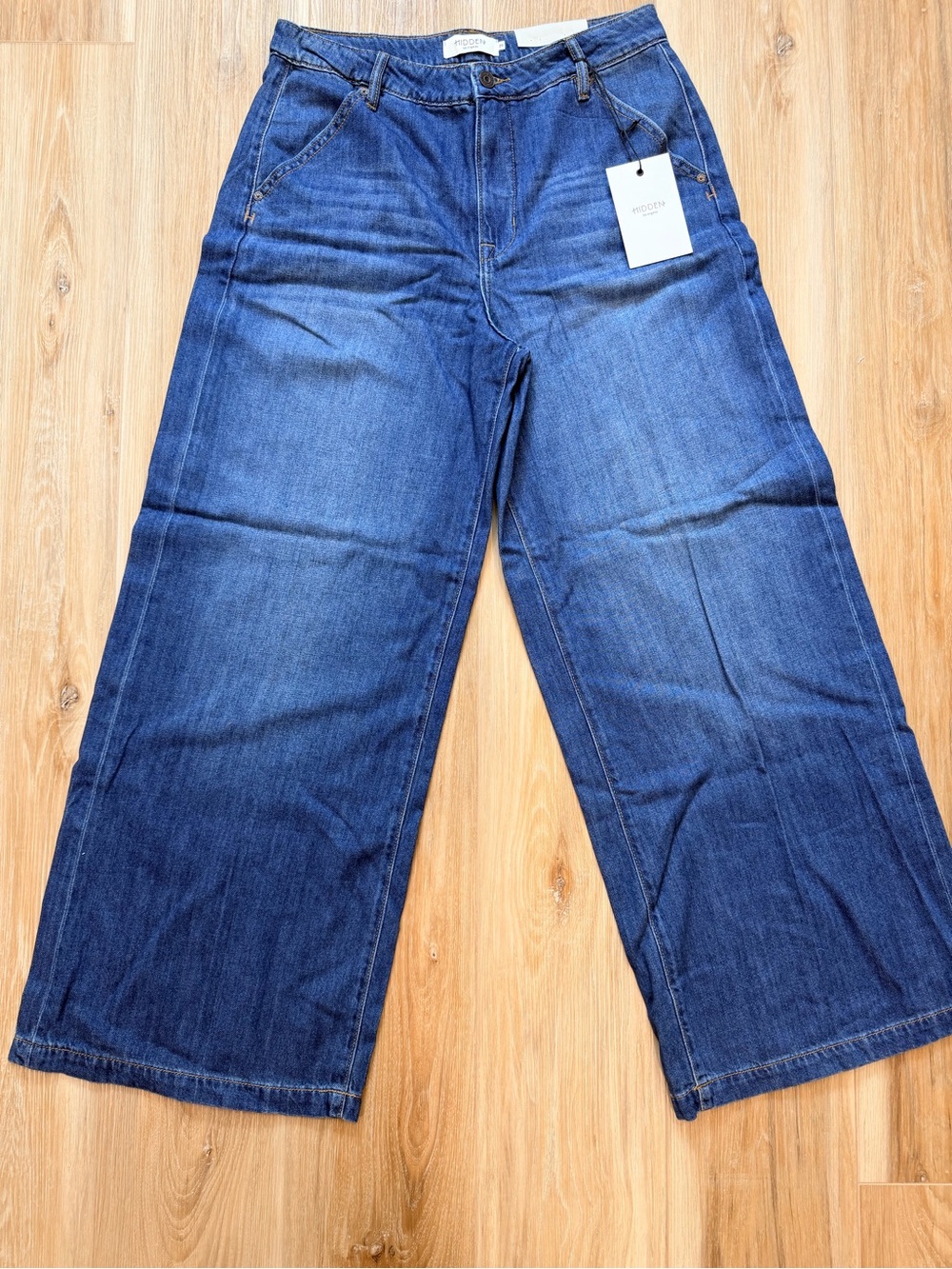Hidden Nori Jeans Size 29 High Rise Wide Leg Crop Blue Denim NWT Trouser Style